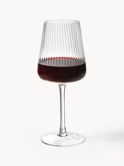 Copas de vino tinto artesanales con relieves Cami, 4 uds.