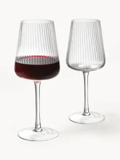 Copas de vino tinto artesanales con relieves Cami, 4 uds.