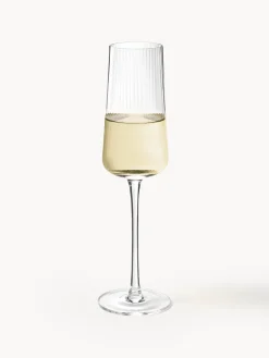 Copas flauta de champán artesanales con relieves Cami, 4 uds.