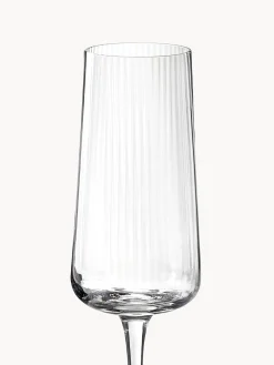 Copas flauta de champán artesanales con relieves Cami, 4 uds.