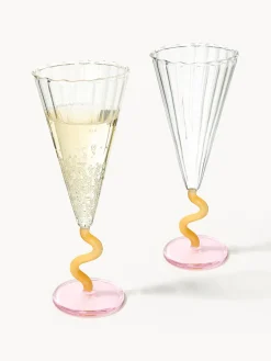 Copas flauta de champán artesanal Curve, 2 uds.