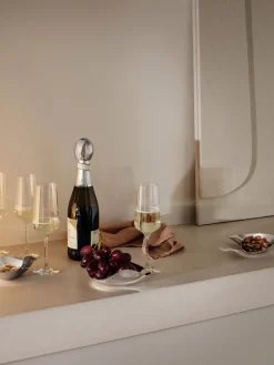 Copas flauta de champán de cristal con relieves Bernadotte, 6 uds.