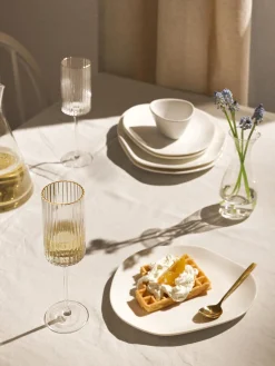 Copas flauta sopladas con borde dorado Aleo, 4 uds.