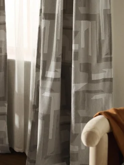 Cortina opaca de chenilla con cinta de lazo Felice, 2 uds.