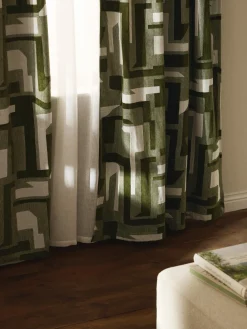 Cortina opaca de chenilla con cinta de lazo Felice, 2 uds.