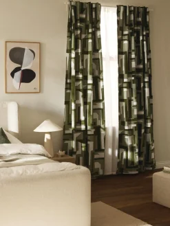 Cortina opaca de chenilla con cinta de lazo Felice, 2 uds.