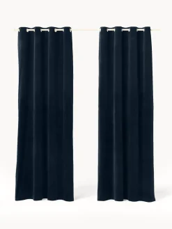 Cortinas oscurecedoras de terciopelo con ojales Rush, 2 uds.