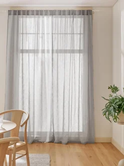 Cortinas semitransparente con cinta de lazo Gardine Ibiza, 2 uds.