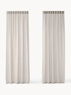 Cortinas semitransparente con cinta de lazo Gardine Ibiza, 2 uds.
