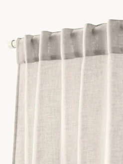 Cortinas semitransparente con cinta de lazo Gardine Ibiza, 2 uds.