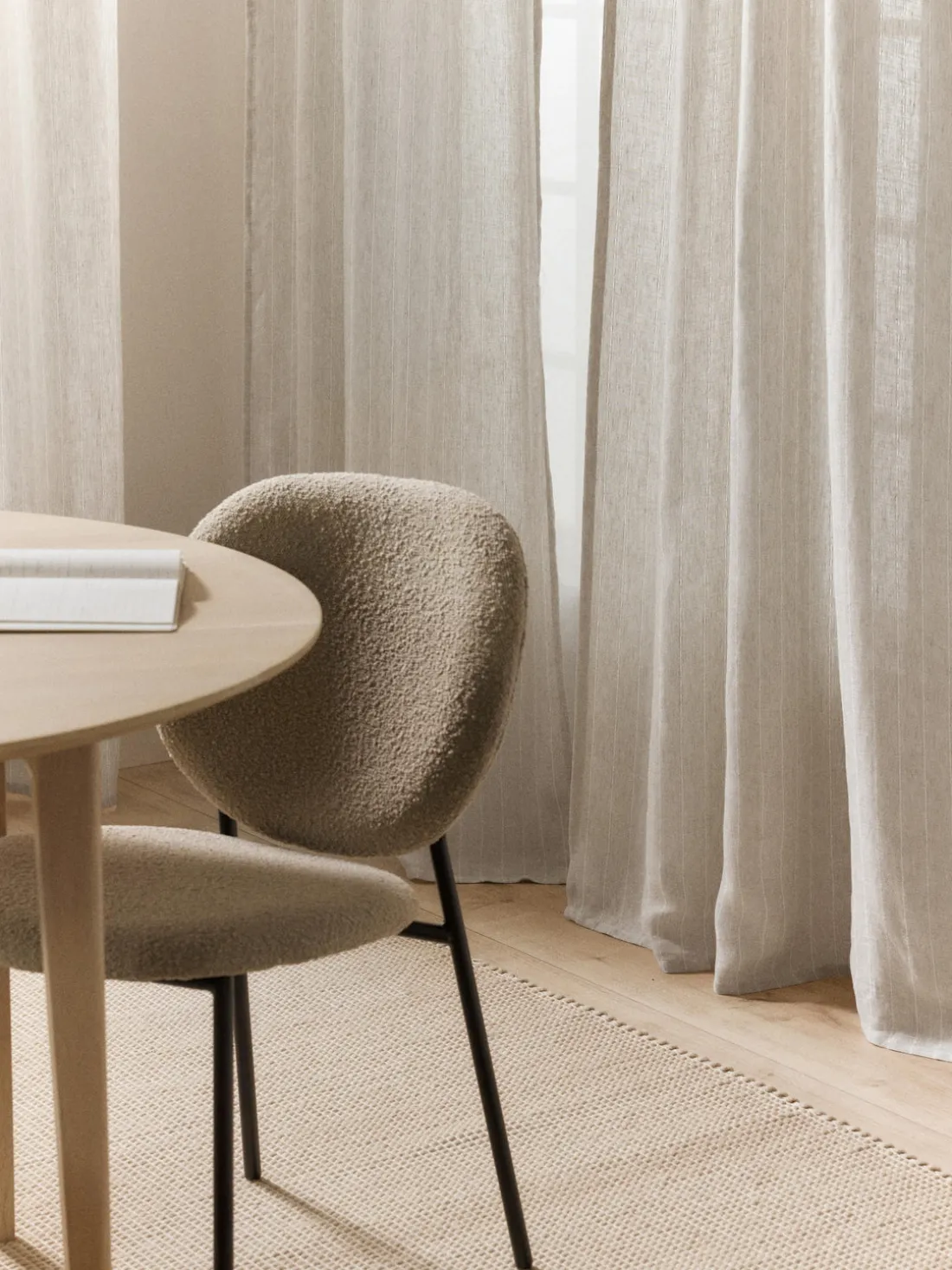 Cortinas semitransparente con cinta de lazo Birch, 2 uds.