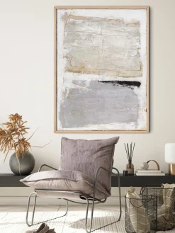 Cuadro en lienzo pintado a mano Scenario, marco de madera