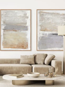 Cuadro en lienzo pintado a mano Scenario, marco de madera