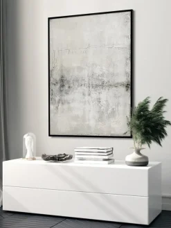 Cuadro en lienzo pintado a mano Simple Living, marco de madera