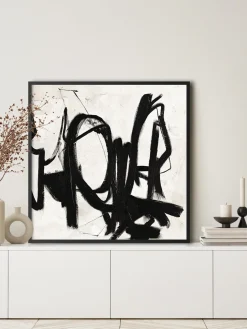 Cuadro en lienzo pintado a mano con marco de madera Playblack