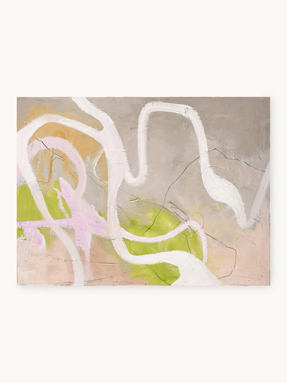 Cuadro en lienzo pintado a mano Light Line, marco de madera