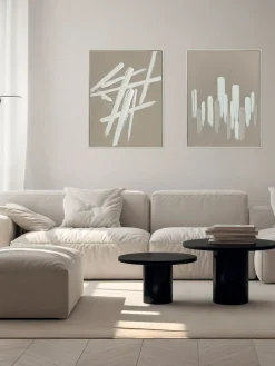 Cuadro en lienzo pintado a mano Upside, marco de madera