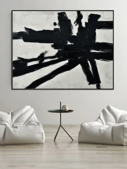 Cuadro en lienzo pintado a mano con marco de madera Omaggio A Kline