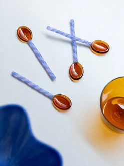 Cuchara de vidrio artesanal de vidrio borosilicato Duet, 4 uds.