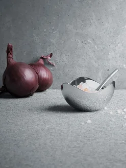 Cuenco de sal de acero inoxidable Bloom, con cuchara