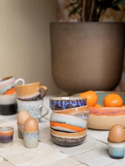 Cuencos pequeños artesanales con esmalte reactivo 70's, 4 uds.