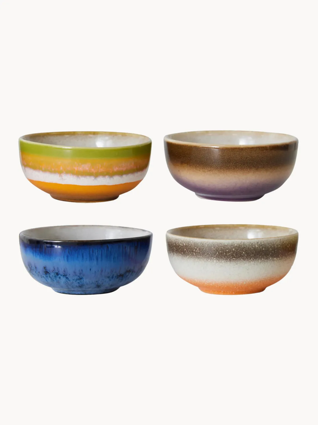 Cuencos pequeños pintados a mano 70's, 4 uds.
