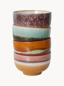 Cuencos pintados a mano de gres 70's, 4 uds.