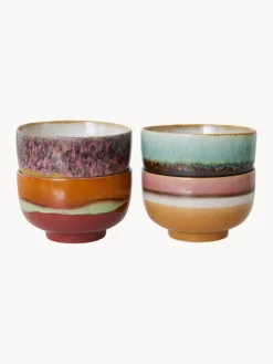 Cuencos pintados a mano de gres 70's, 4 uds.