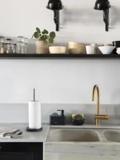 Dispensador de jabón en look mármol con esponja Galia, juego de 2