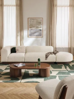 Diván modular de borreguillo bouclé con reposapiés Natalie