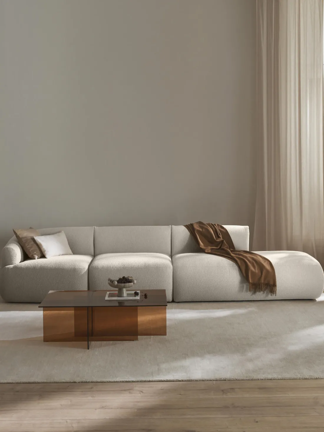 Diván modular grande en tejido bouclé Sofia