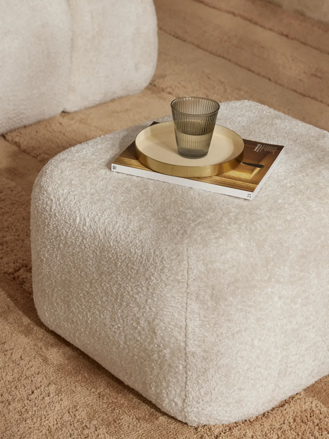 Diván puf de borreguillo bouclé Wolke