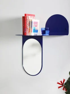 Espejo de pared artesanal con estante Flip