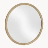 Espejo de pared redondo con marco de madera de mindi Alum
