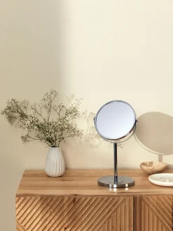 Espejo tocador redondo de metal Flip, con aumento