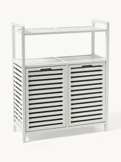 Estantería de baño de bambú con cestas de lavandería