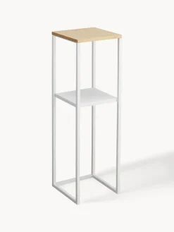 Estantería estrecha de metal y bambú Tower