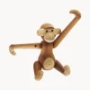 Figura decorativa de madera de teca artesanal Monkey, 10 cm