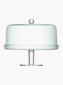 Fuente para postre de vidrio soplado artesanalmente con tapa Klara