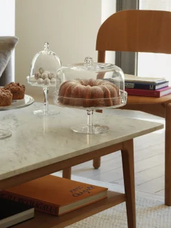 Fuente para postre de vidrio soplado artesanalmente con tapa Klara