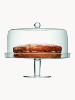 Fuente para postre de vidrio soplado artesanalmente con tapa Klara