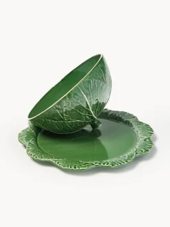 Fuente pintada a mano con tapa Cabbage