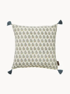 Funda de cojín artesanal con diseño floral Honey