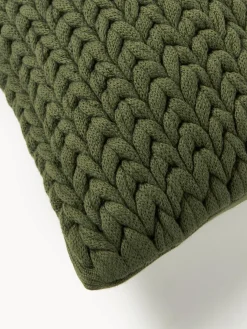 Funda de cojín artesanal de punto grueso Adyna, 30x50 cm