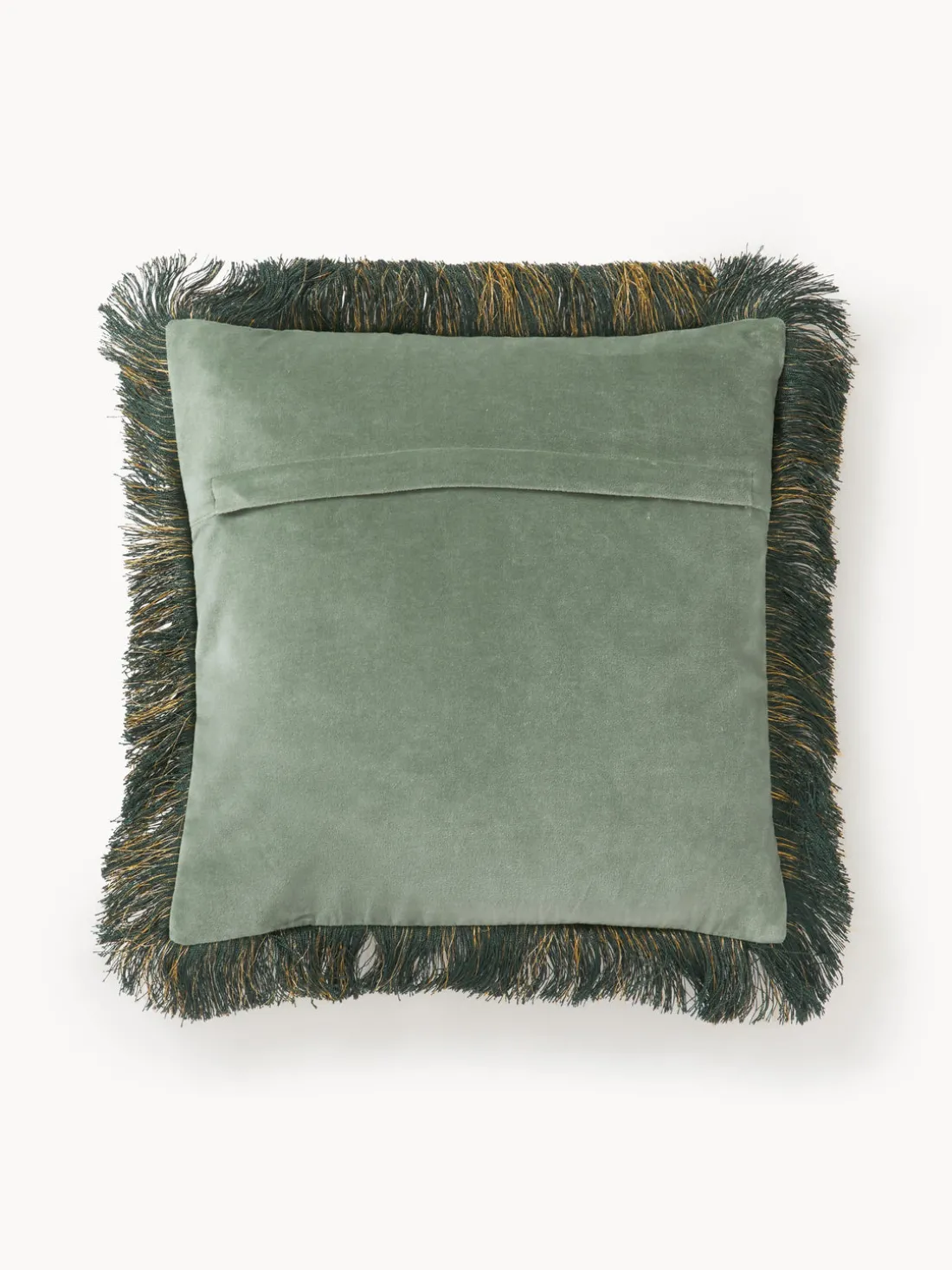 Funda de cojín bordada de terciopelo con flecos Onyx