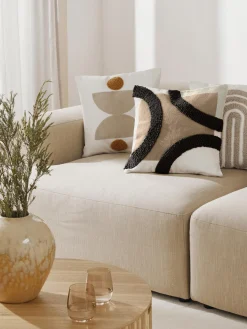 Funda de cojín bordada de algodón texturizada Reza