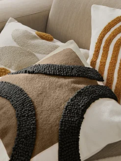 Funda de cojín bordada de algodón texturizada Reza