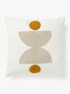 Funda de cojín bordada de algodón texturizada Izad