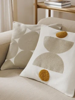 Funda de cojín bordada de algodón texturizada Izad