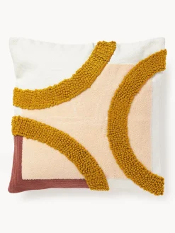 Funda de cojín bordada de algodón texturizada Reza